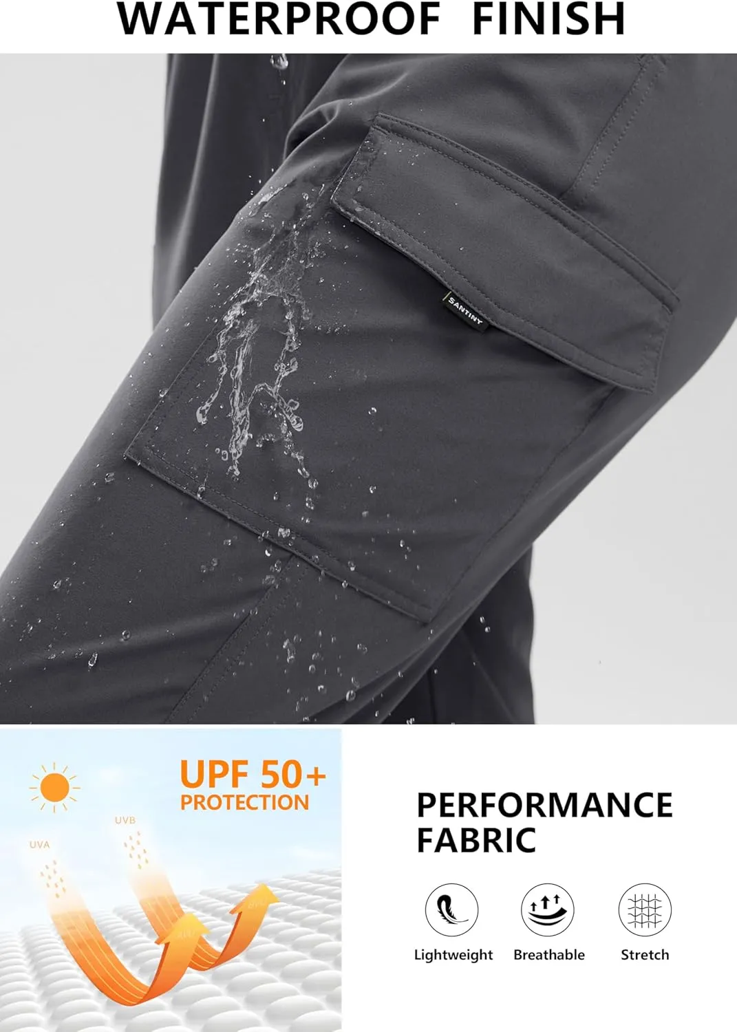 SANTINY Women's 13" Long Hiking Shorts Knee Length Quick Dry Cargo Bermuda Shorts for Women with Zipper Pockets