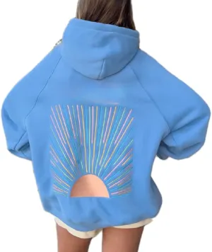 Sastianaen Cute Graphic Hoodies for Teen Girls Y2k Oversized Print Hoodie Vintage Preppy Pullover Sweatshirt