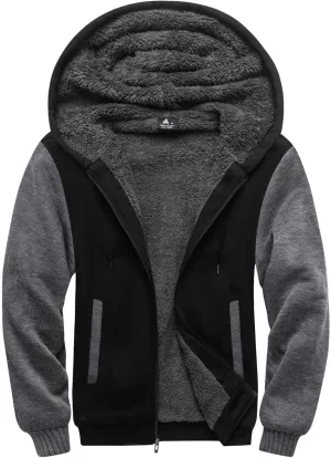 SCODI Hoodies for Men Heavyweight Fleece Sweatshirt - Full Zip Up Thick Sherpa Lined Hooded Jacket