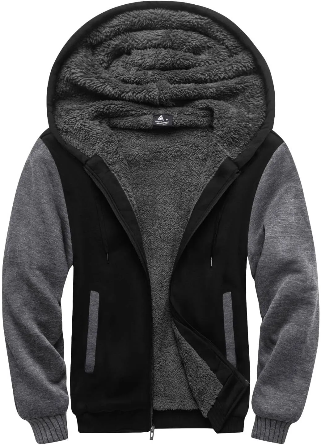 SCODI Hoodies for Men Heavyweight Fleece Sweatshirt - Full Zip Up Thick Sherpa Lined Hooded Jacket