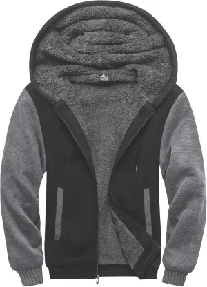 SCODI Hoodies for Men Heavyweight Fleece Sweatshirt - Full Zip Up Thick Sherpa Lined Hooded Jacket