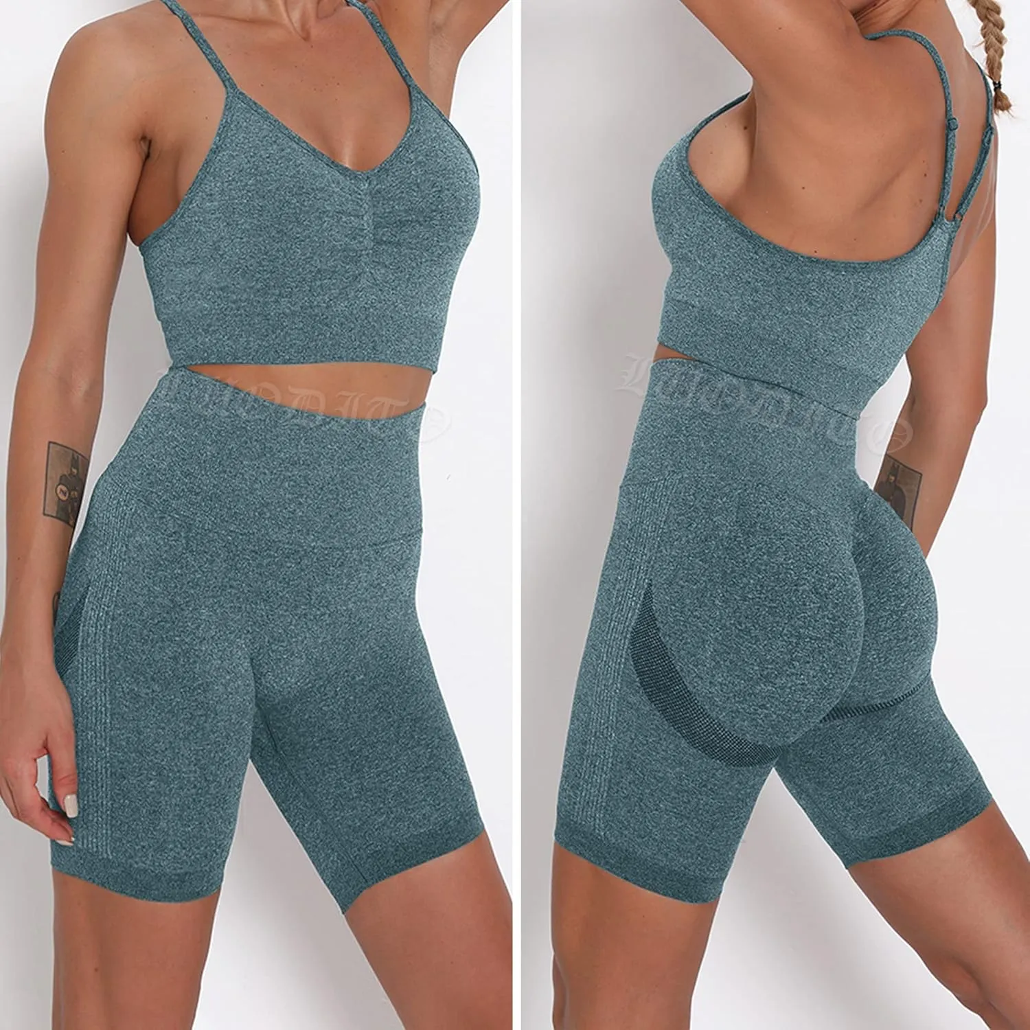 Scrunch Butt Lifting Shorts for Women Workout Gym Smile Contour Seamless Leggings High Waist Ruched Booty Yoga Shorts