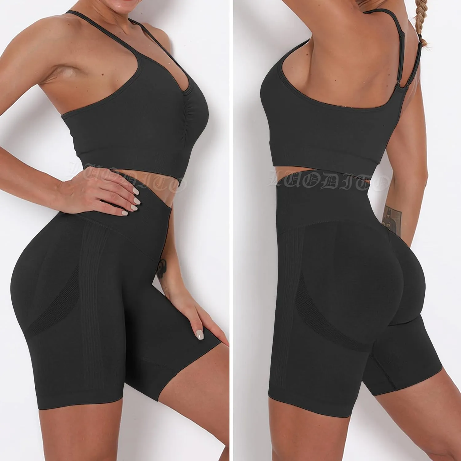 Scrunch Butt Lifting Shorts for Women Workout Gym Smile Contour Seamless Leggings High Waist Ruched Booty Yoga Shorts