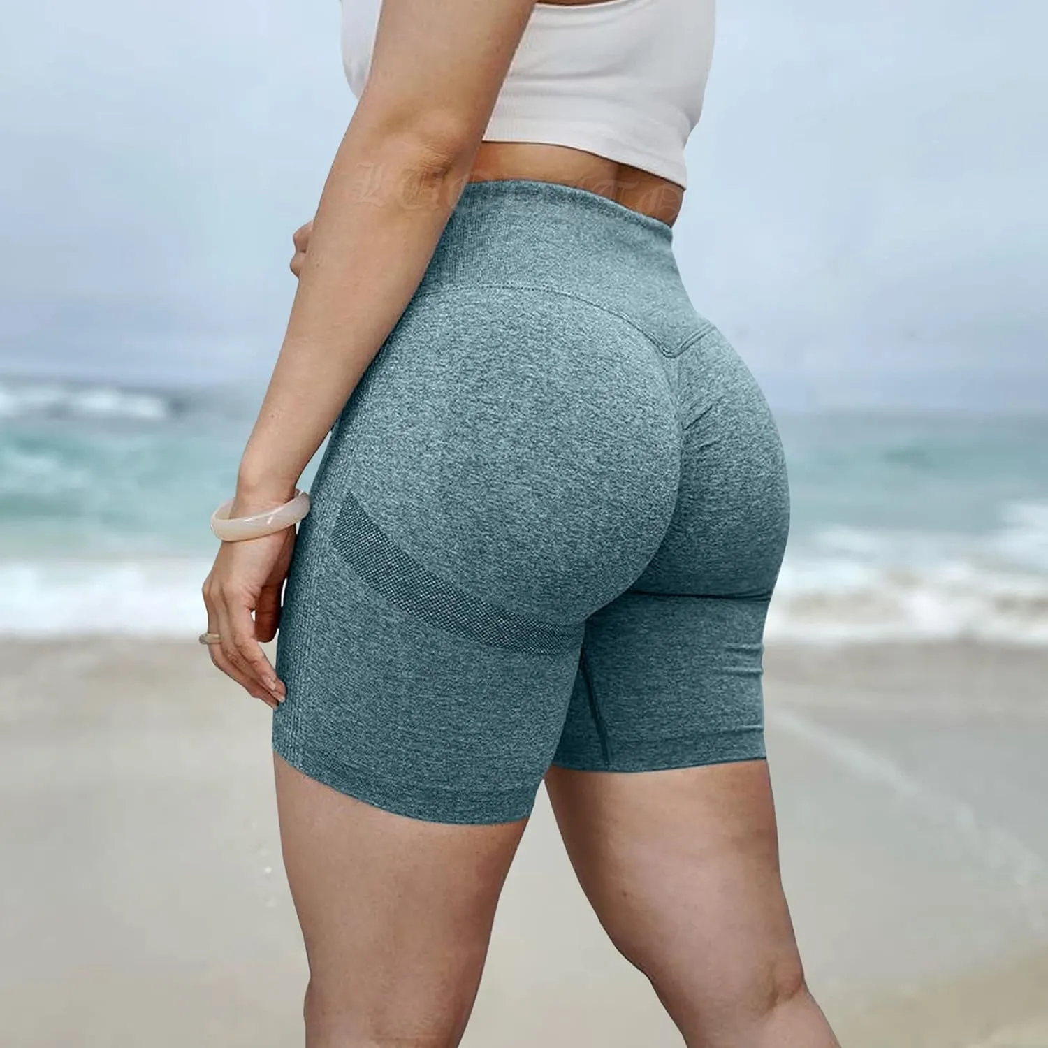 Scrunch Butt Lifting Shorts for Women Workout Gym Smile Contour Seamless Leggings High Waist Ruched Booty Yoga Shorts