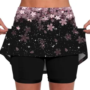Segaven Skirts for Women Skinny Joggers Printed Running Skirt Tummy Control Workout Skorts Plus Size Athletic Shorts