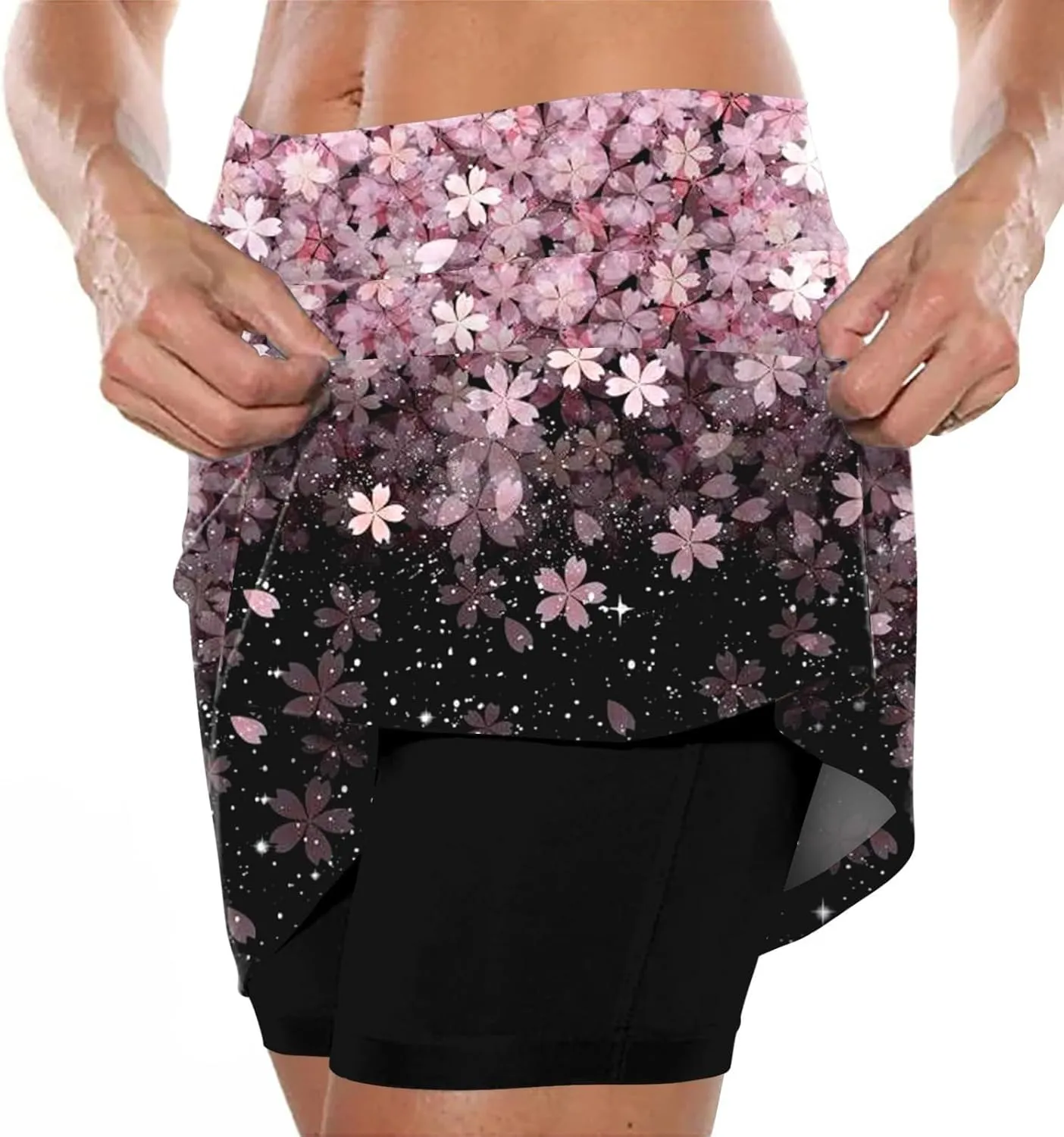 Segaven Skirts for Women Skinny Joggers Printed Running Skirt Tummy Control Workout Skorts Plus Size Athletic Shorts