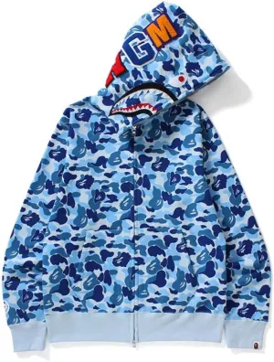 Shark Jaw Camo Jacket Hoodie Shark Mouth Sweatershirt Full Zip Up for Adults