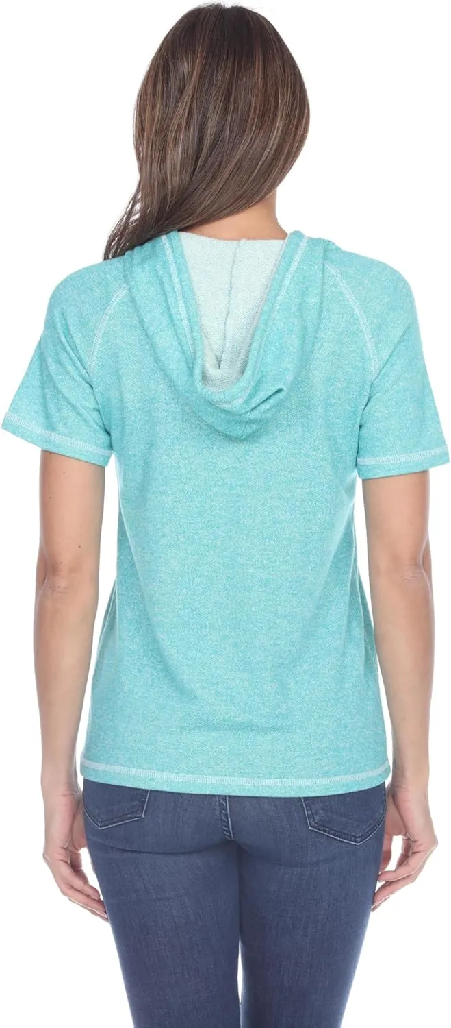 Short Sleeve Zip Hoodie Women Cotton Blend Hoodie Zip Up Pocket Short Sleeve JacketComfortable for Everyday Wear