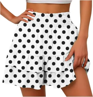 Shorts for Women High Waisted Floral Ruffled Flowy Skorts Flared Mini Skirts Teen Gilrs Summer Casual Clothes