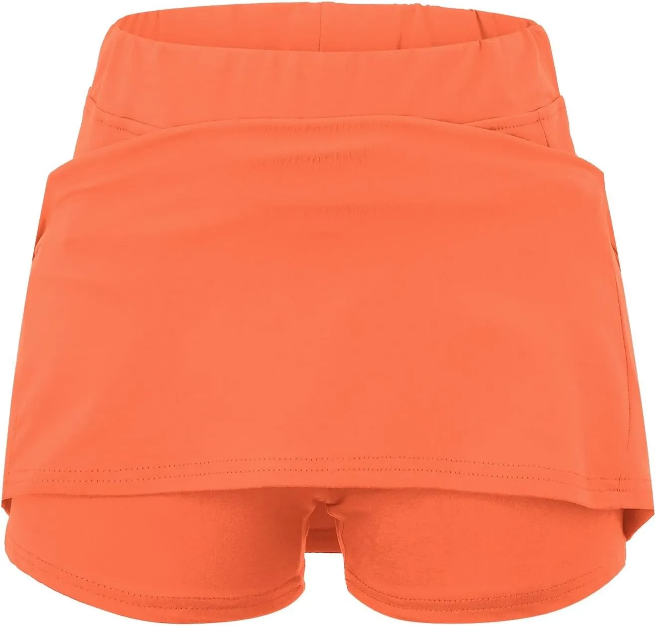 Skirt with Shorts Underneath, Women Elastic Yoga Skirts Solid Color Lightweight Tummy Control Athletic Tennis Shorts
