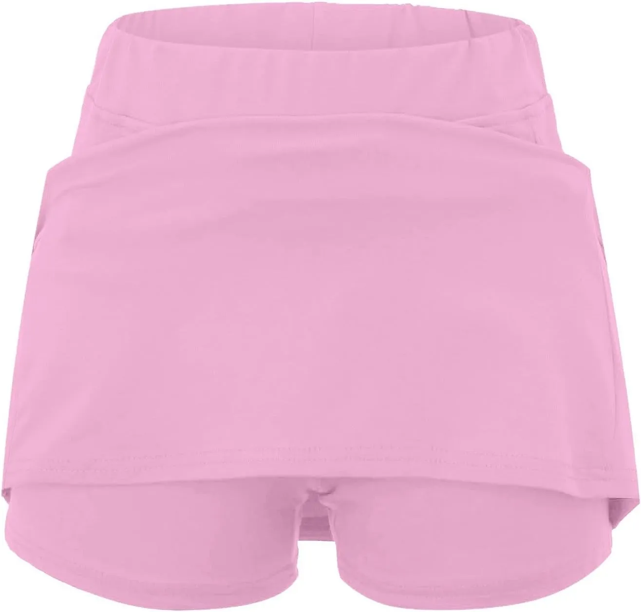 Skirt with Shorts Underneath, Women Elastic Yoga Skirts Solid Color Lightweight Tummy Control Athletic Tennis Shorts