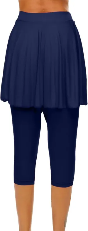 Skirted Leggings for Women 2025 Tennis Golf Skorts Capris Gym Tennis Yoga Legging with Skirts Sports Running Pickleball