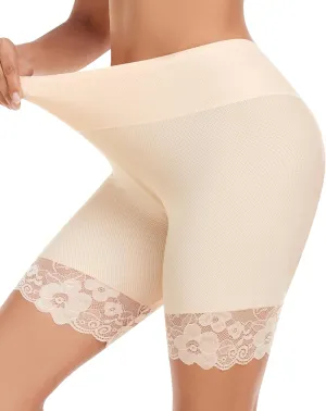 Slip Shorts for Under Dresses and Skirts Mesh Women Anti Chafing Underwear High Waisted Panties Lace Under Shorts