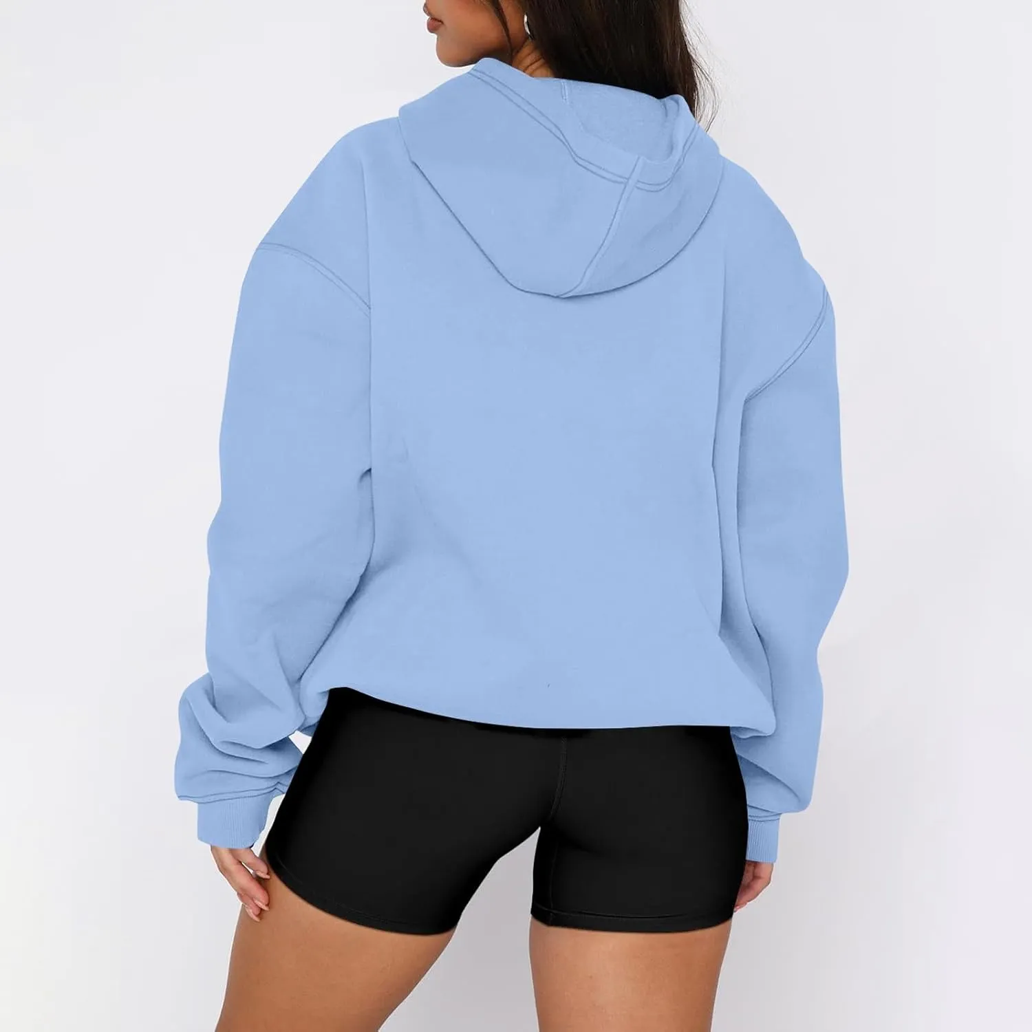 slqdgmryz Oversized Hoodies for Women Trendy Fleece Pullover Pockets Hooded Sweatshirts Preppy Plain Long Sleeve Y2k Hoodie