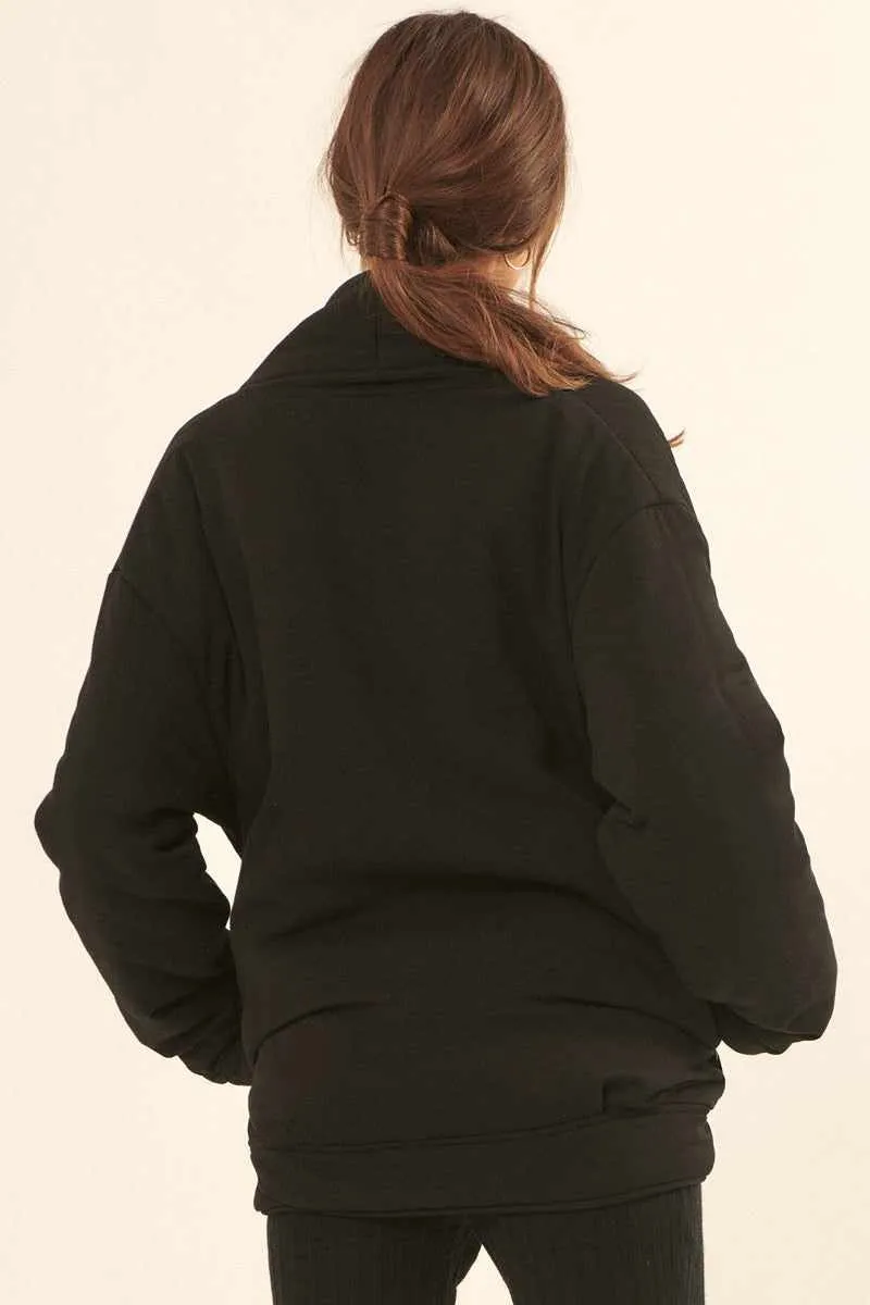 Solid Woven Jacket-Black