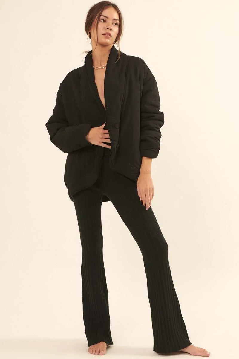 Solid Woven Jacket-Black