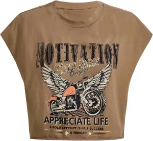 SOLY HUX Women's Y2k Vintage Graphic Short Sleeve Tee Tops Crew Neck Crop Tops for Summer Going Out T Shirts
