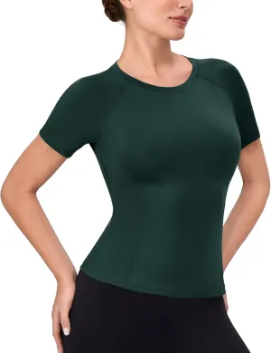 SPVISE Women's Compression Shirt Short Sleeve Workout Tops Athletic Baselayer Dry Fit Running Yoga Gym Basic T-Shirt Crewneck