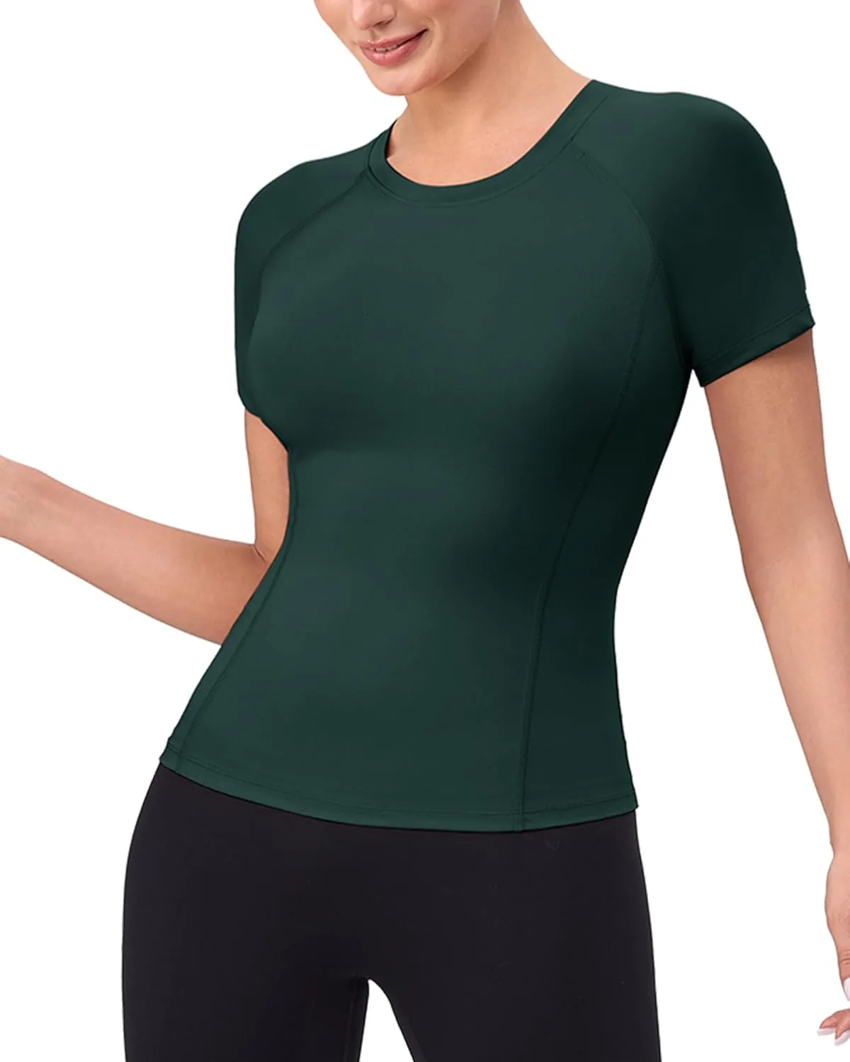 SPVISE Women's Compression Shirt Short Sleeve Workout Tops Athletic Baselayer Dry Fit Running Yoga Gym Basic T-Shirt Crewneck