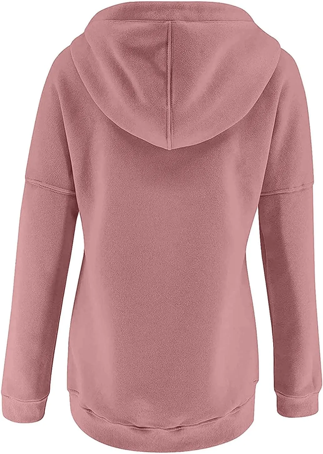 Stessotudo Womens Hoodies Casual Long Sleeve Solid Sweatshirts Buttons Drawstring Athletic Pullover Hooded Tops with Pocket