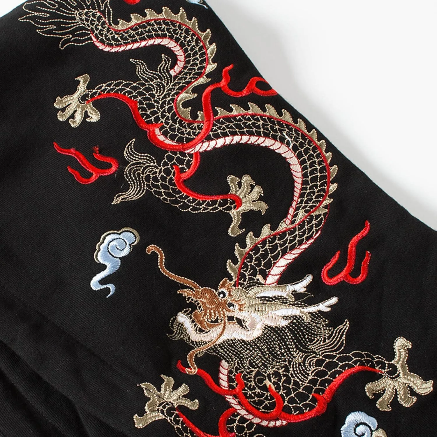 Streetwear Men's Dragon Embroidered Heavyweight Graphic Hoodies Japanese Techwear baggy Anime Hoodie
