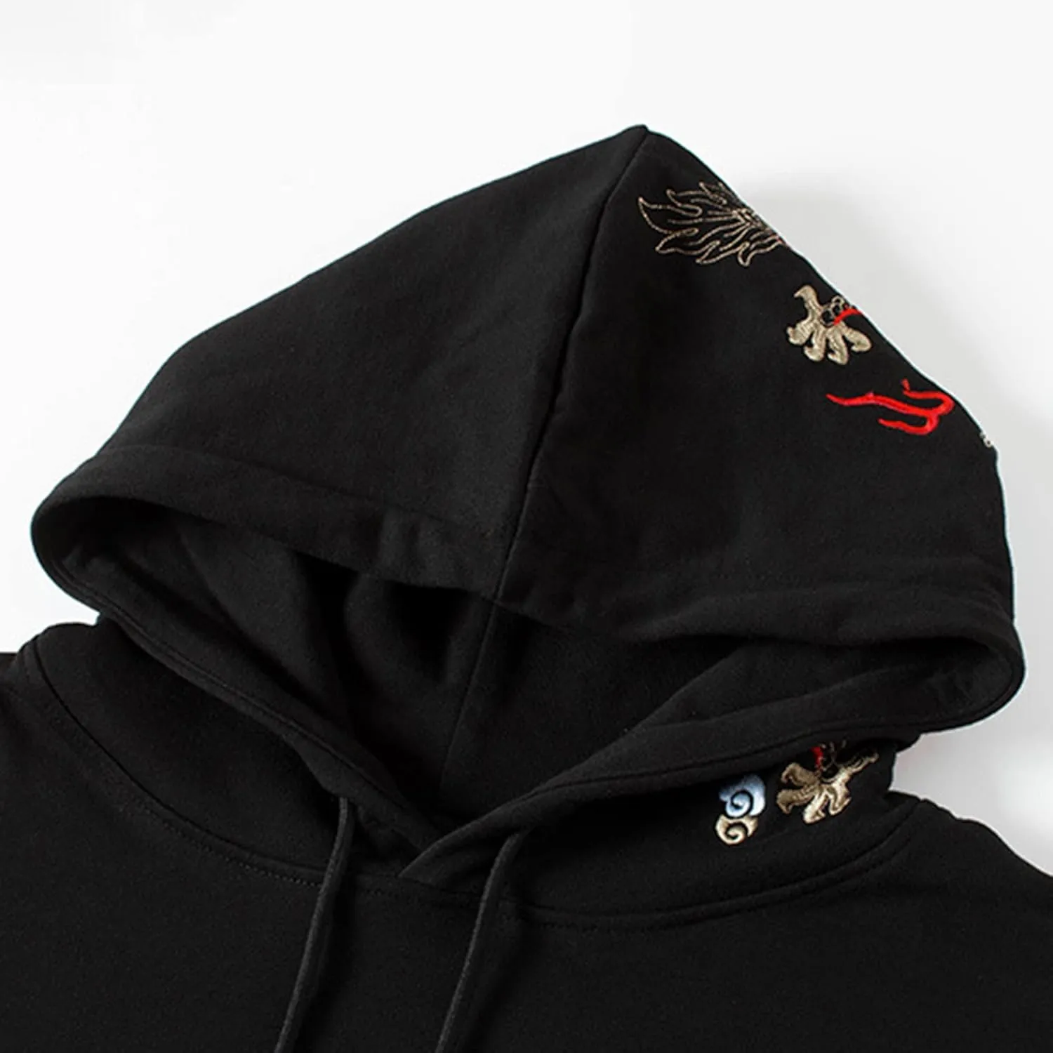 Streetwear Men's Dragon Embroidered Heavyweight Graphic Hoodies Japanese Techwear baggy Anime Hoodie