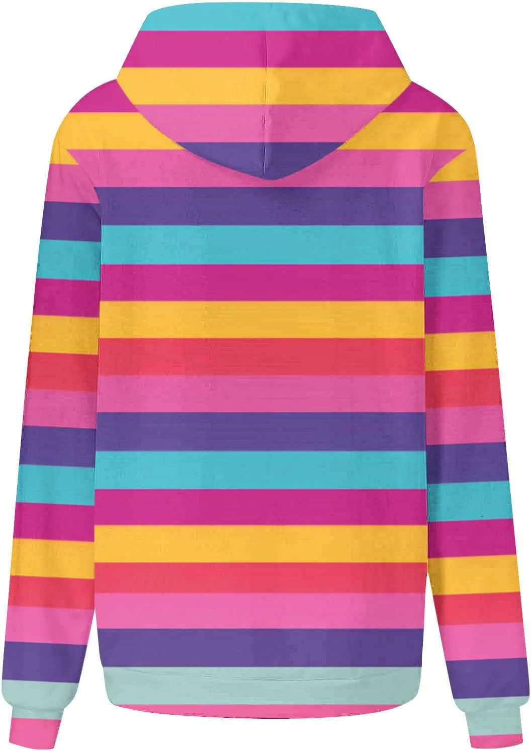 Striped Hoodie for Women Sweatshirt Long Sleeve Pullover Drawstring Hoodie Front Pocket Fall Streetwear Athleisure