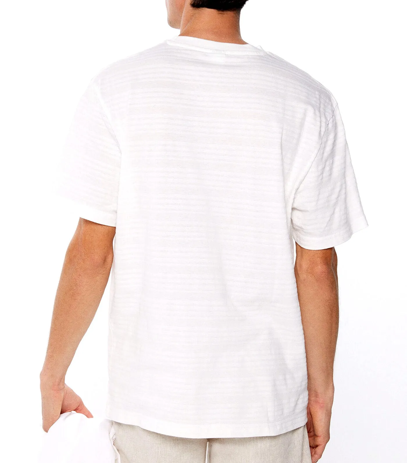 Striped Piqué T-Shirt White