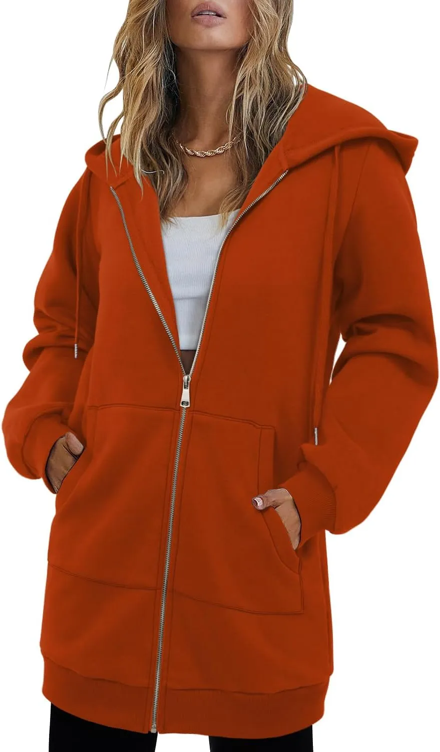 StunShow Women's Zip Up Hoodies Oversized Fleece Long Sleeve Sweatshirts Casual Fall Jacket Coat with Pocket(S-3XL)