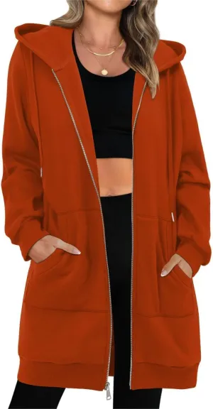 StunShow Women's Zip Up Hoodies Oversized Fleece Long Sleeve Sweatshirts Casual Fall Jacket Coat with Pocket(S-3XL)