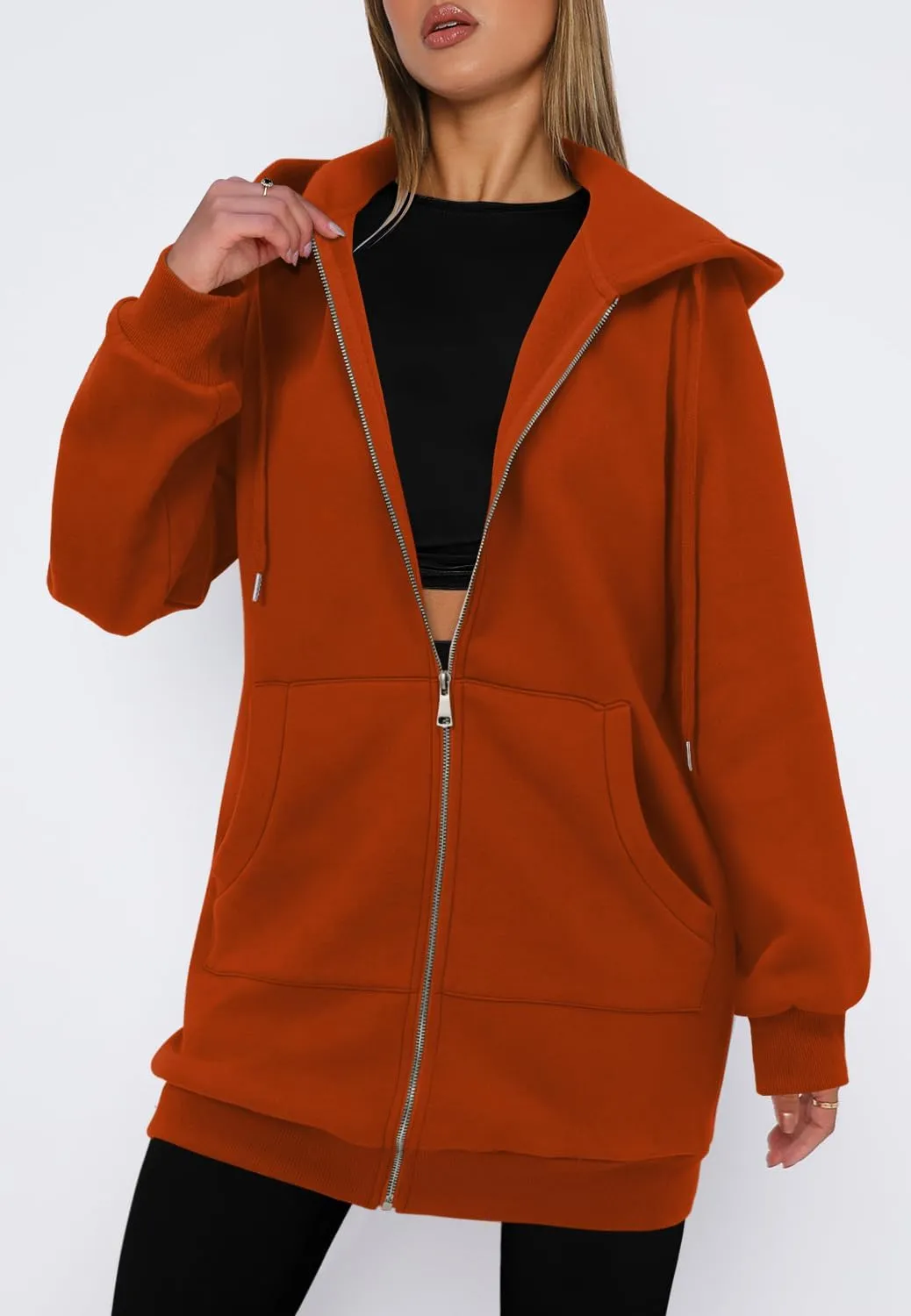 StunShow Women's Zip Up Hoodies Oversized Fleece Long Sleeve Sweatshirts Casual Fall Jacket Coat with Pocket(S-3XL)
