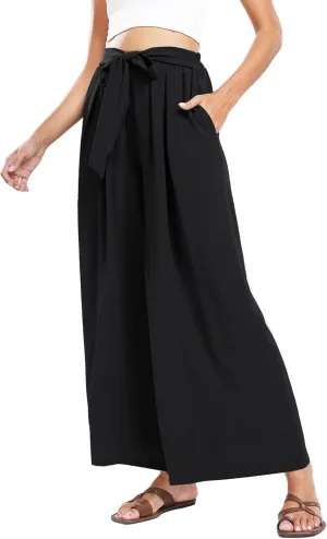 Summe Wide Leg Dress Pants for Women High Waisted Palazzo Casual Work Pants Beach Trousers with Pocket