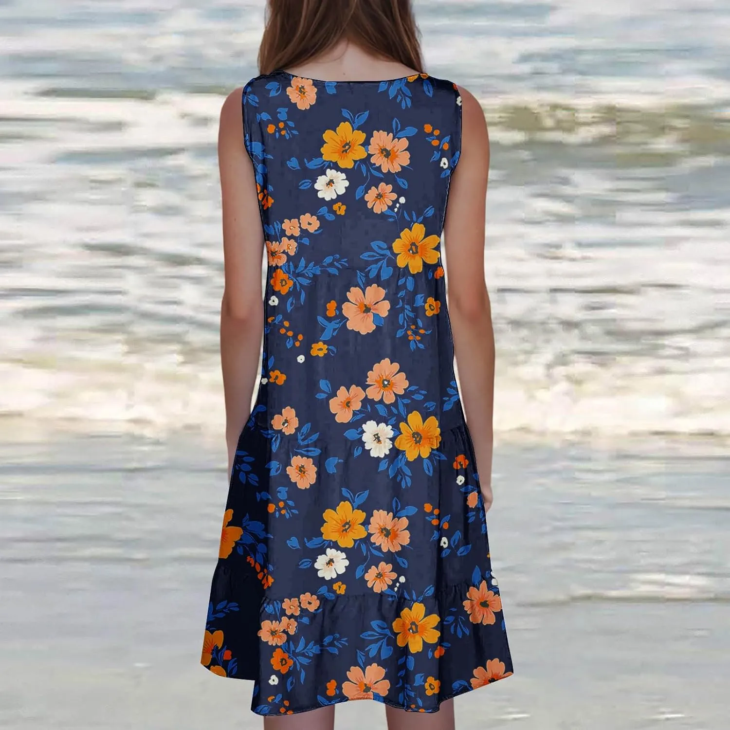 Summer Beach Dresses for Women Trendy Boho Floral Tank Dress Casual Ruffle Flowy Sundresses Vacation Outfits 2025