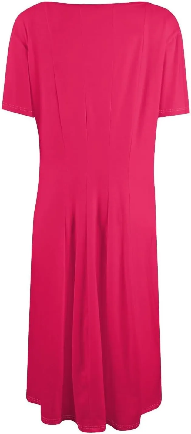 Summer Dresses for Women 2025 Elegant Short Sleeve Midi Dress Casual Plus Size Loose Comfy Flowy Boho Beach Sundress