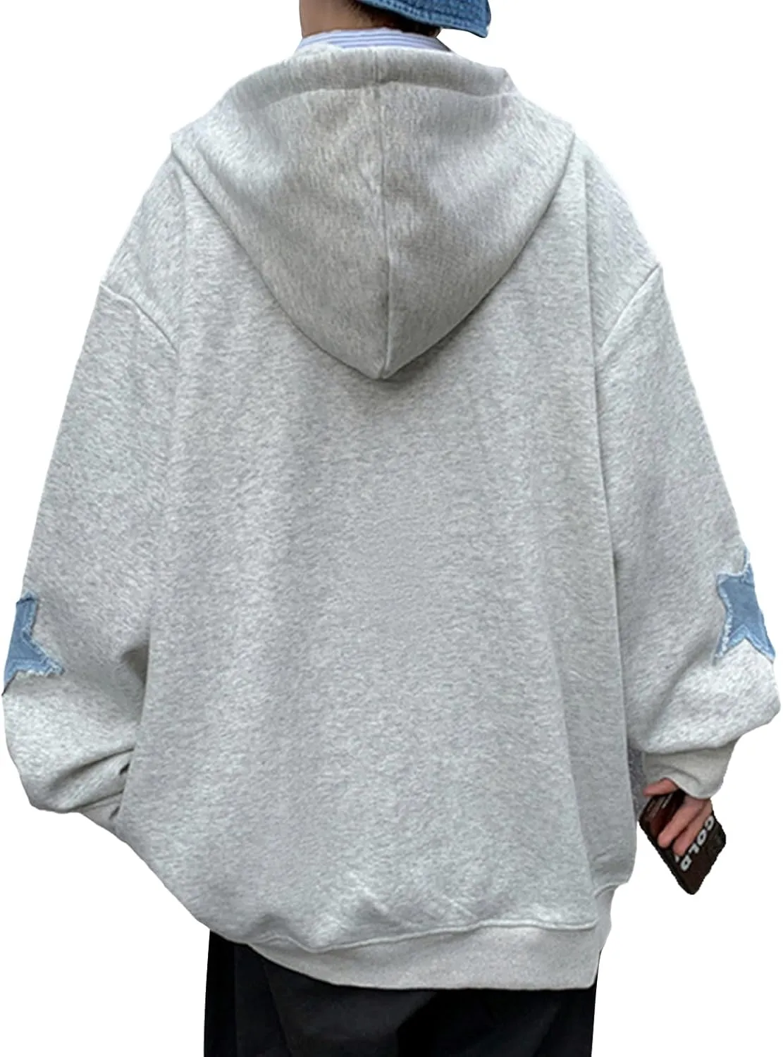Sunwittafy Women's Oversized Zip Up Hoodie Y2k Aesthetic Graphic Hooded Sweatshirt Long Sleeve E-Girl Harajuku Jackets Coat