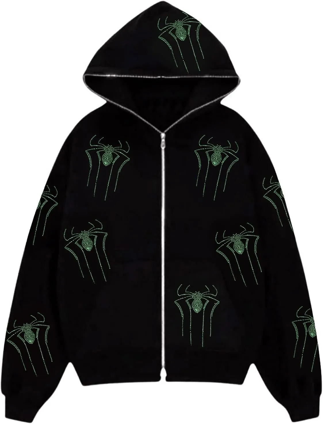 Sunwittafy Women's Oversized Zip Up Hoodie Y2k Aesthetic Graphic Hooded Sweatshirt Long Sleeve E-Girl Harajuku Jackets Coat