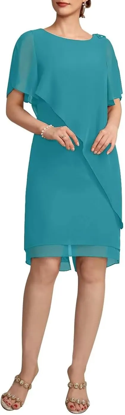Tea Length Mother of The Bride Dresses Chiffon Formal Evening Gowns Mother of The Groom Dresses MDA004