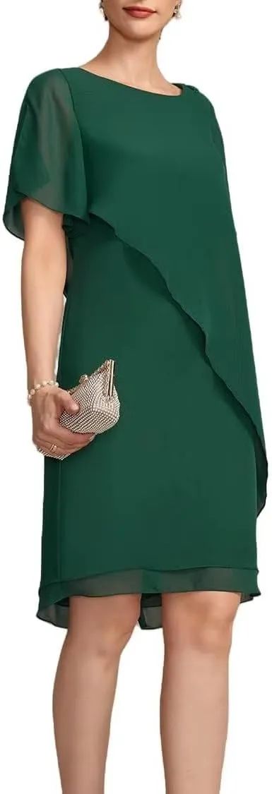 Tea Length Mother of The Bride Dresses Chiffon Formal Evening Gowns Mother of The Groom Dresses MDA004