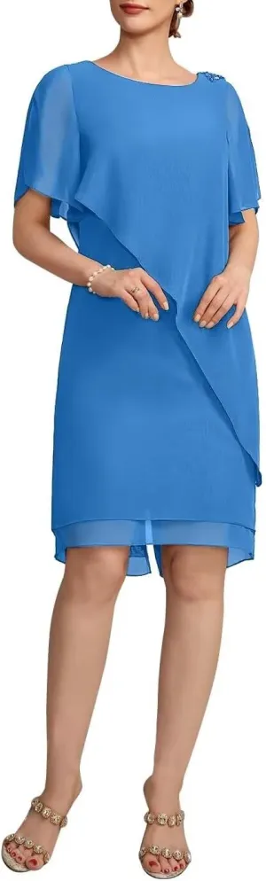 Tea Length Mother of The Bride Dresses Chiffon Formal Evening Gowns Mother of The Groom Dresses MDA004