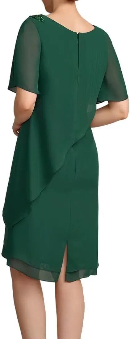 Tea Length Mother of The Bride Dresses Chiffon Formal Evening Gowns Mother of The Groom Dresses MDA004