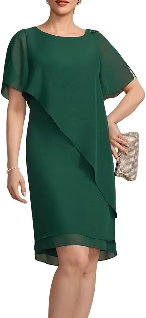 Tea Length Mother of The Bride Dresses Chiffon Formal Evening Gowns Mother of The Groom Dresses MDA004