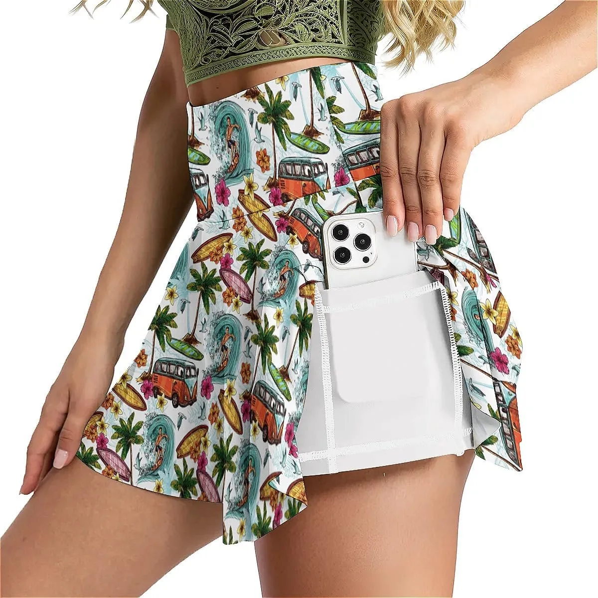 Tennis Skirt for Women with Pockets Inner Shorts, High Waisted Athletic Golf Skorts for Running Workout Sports