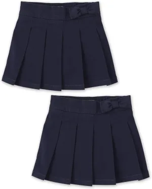 The Children's Place Baby Girls' Uniform Bow Pleated Skort 2 Pack