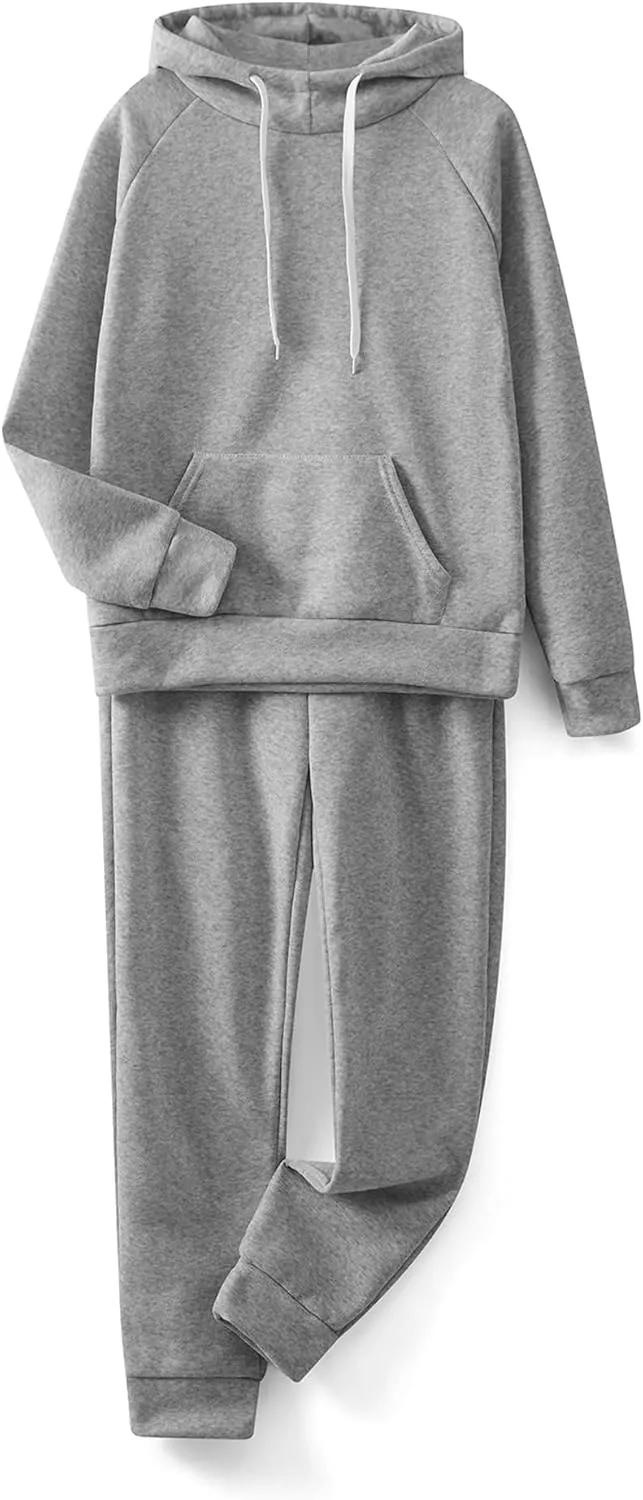 Two Piece Outfits for women Long Sleeve Hoodie Oversized Sweatshirt And Pants Sweatsuits Lounge Set with Pockets