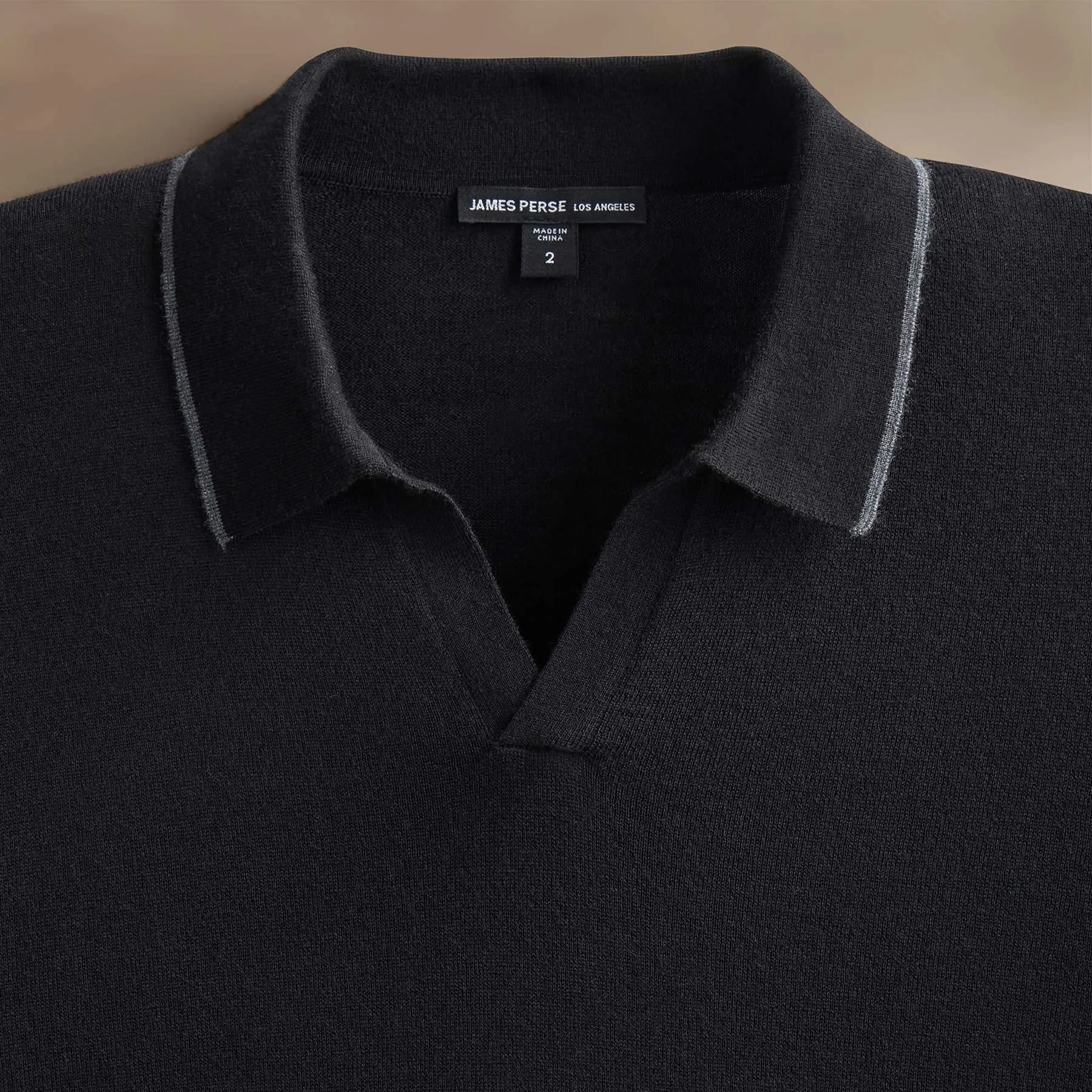 Ultrafine Cashmere Tipped Open Polo - Black/Charcoal
