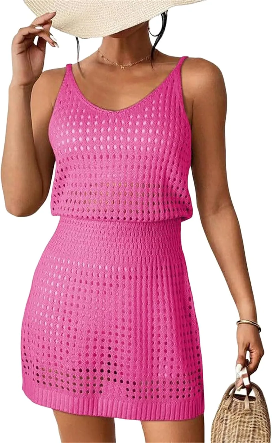 Vacation Dresses for Women 2025 Crochet Hollow Out Knit Cover Up Swimsuit Summer Beach Bathing Suit Cruise Outfits