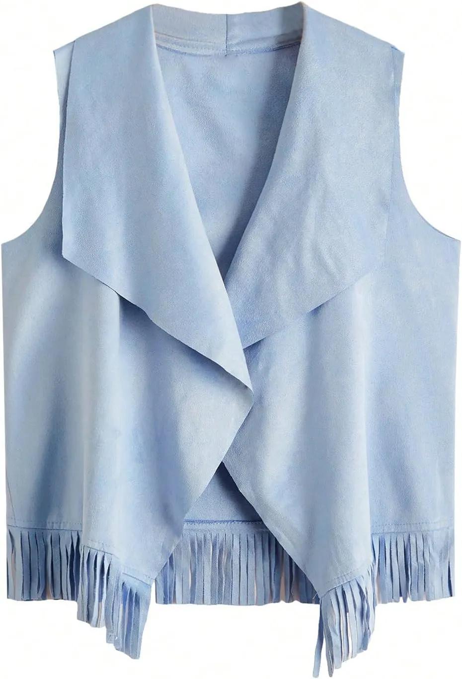 Verdusa Girl's Faux Suede Tassel Vest 70s Hippie Cardigan Cowgirl Fringe Jacket