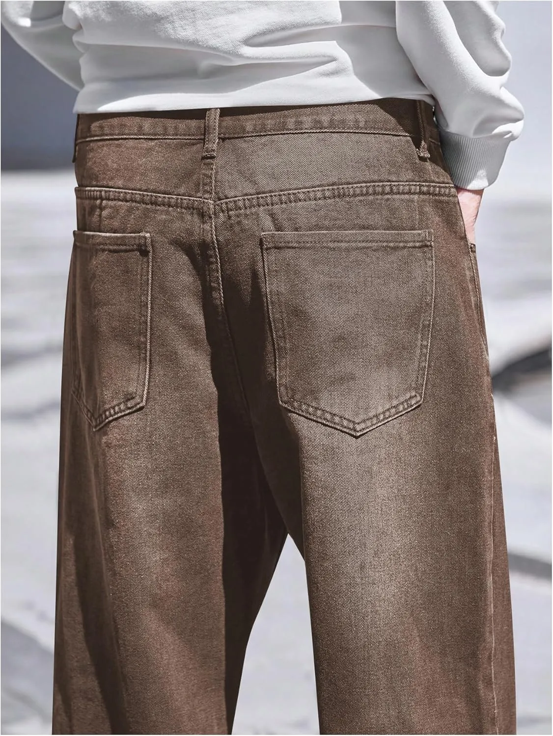 Verdusa Men's High Waist Loose Jeans Baggy Straight Leg Denim Pants Trousers