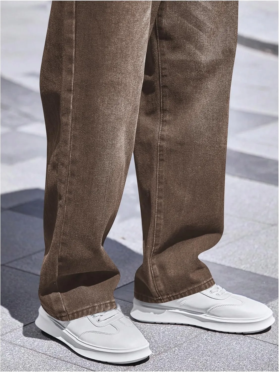 Verdusa Men's High Waist Loose Jeans Baggy Straight Leg Denim Pants Trousers