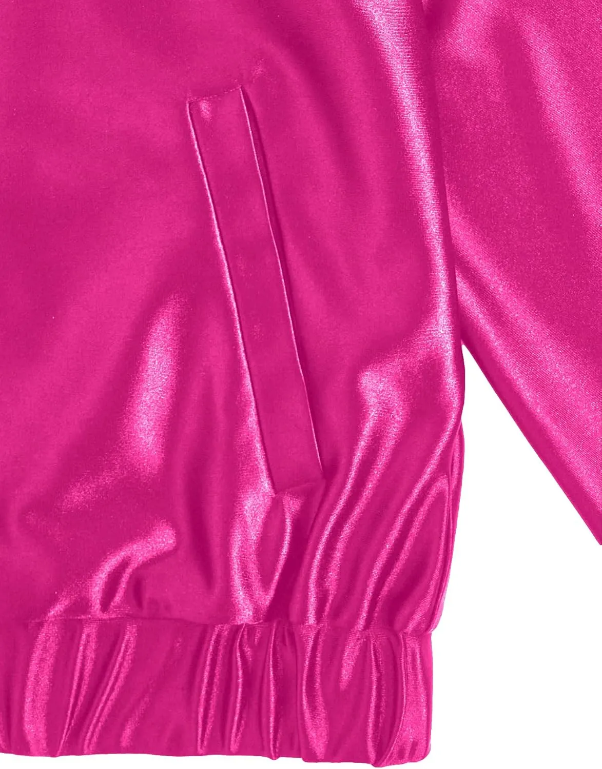 Verdusa Women's Bomber Satin Lightweight Jacket Drop Shoulder Long Sleeve Zip Up Outerwear